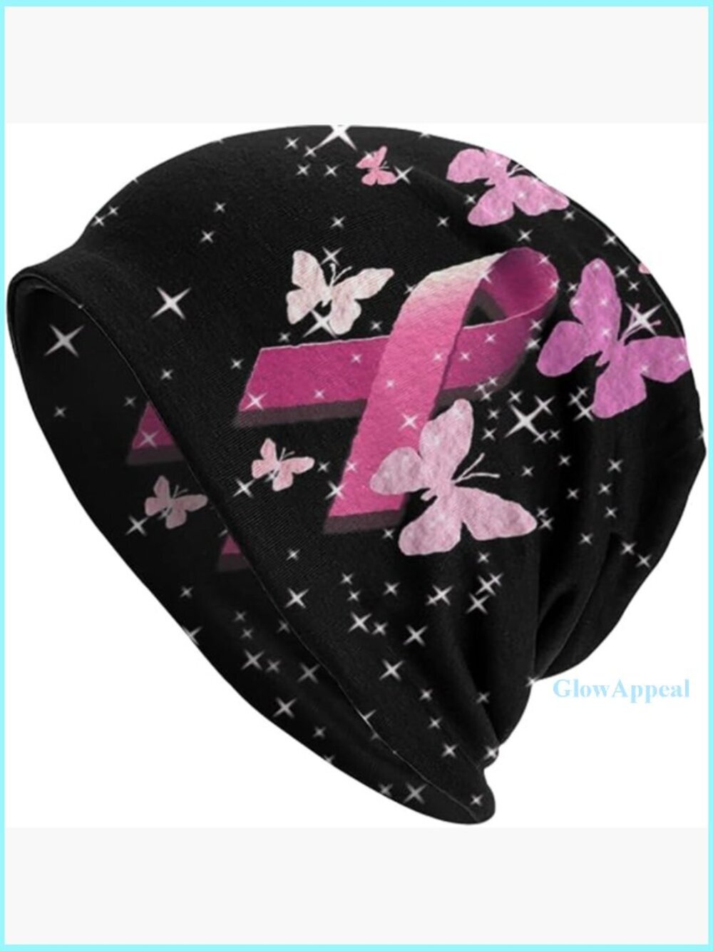 Breast Cancer Awareness Beanie Chemo Hat Stretchy Knitted Headwear for Adults